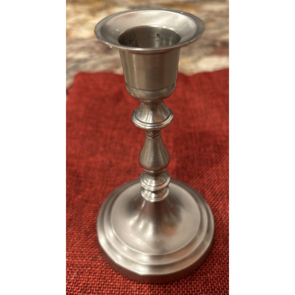 Restoration Hardware Brushed Nickel Candlestick Taper 5" Tall Made In India